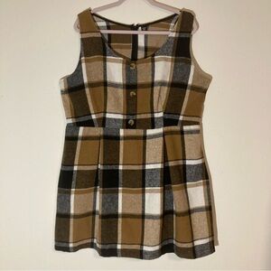 SHEIN Curve Plaid Flannel Romper Dress, Sz 1X, fits like 2X 18/20